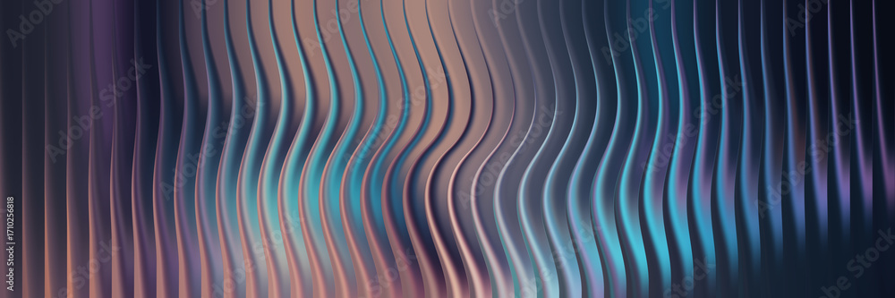 Poster wavy abstract lines with a metallic sheen and gradient colors