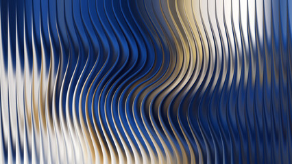 Abstract blue and gold wavy lines forming a pattern