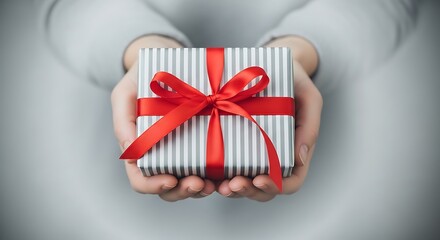 Hands Holding a Gift Box.