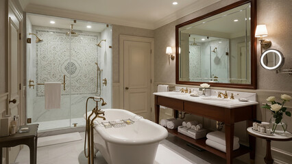 Classic American Luxury Timeless Bathroom Design with  Modern Touches