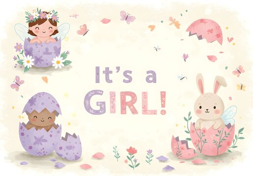 It's a Girl! Adorable Easter Baby Announcement - Powered by Adobe