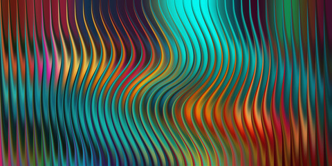 Abstract wavy vertical lines with iridescent colors and light effects