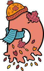 Autumn Fall Design Uppercase Alphabet D