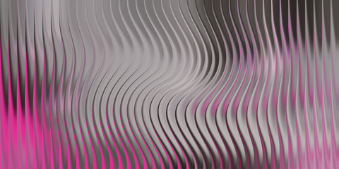 Abstract metallic wavy lines with pink and gray gradient