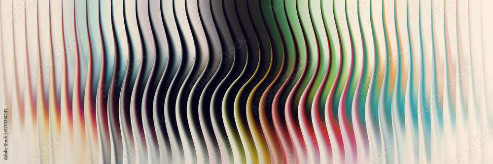 Aufkleber abstract wavy surface with colorful vertical stripe reflection