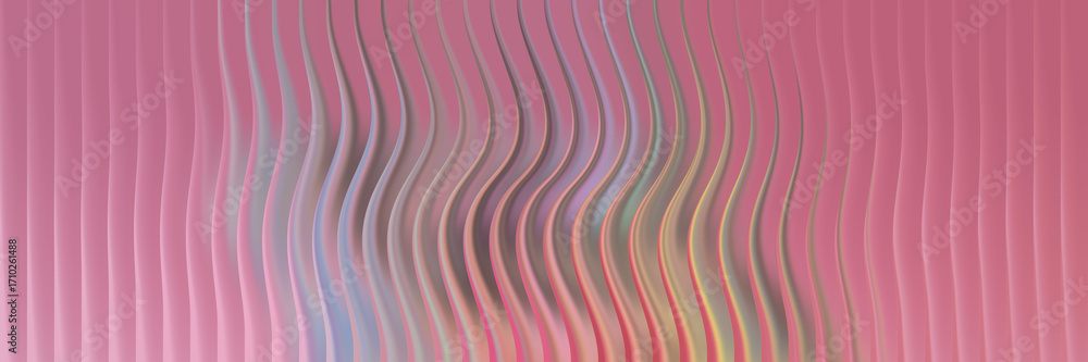 Poster abstract pink wavy vertical lines with subtle rainbow color effect
