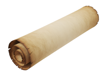 A rolled parchment scroll resting on a surface, evoking a sense of history and exploration