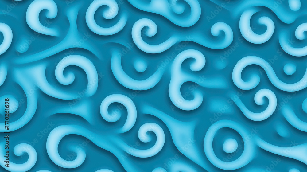 Aufkleber seamless abstract flower, abstract blue background featuring swirling patterns resembling water or w