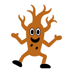 Vector art illustration of a dancing mascot in a tree design