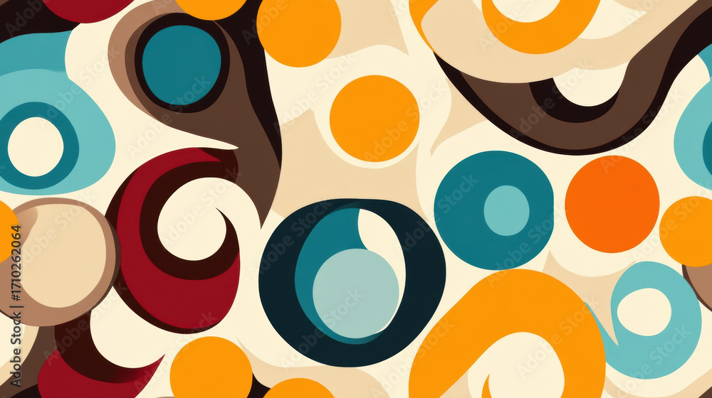 Aufkleber seamless abstract flower, colorful abstract design featuring circular and swirling patterns in vario