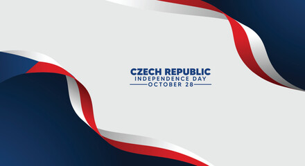 Czech Republic Independence Day national celebration with flowing ribbon flag design
