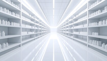 Empty white pharmacy interior