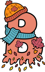 Autumn Fall Design Uppercase Alphabet B