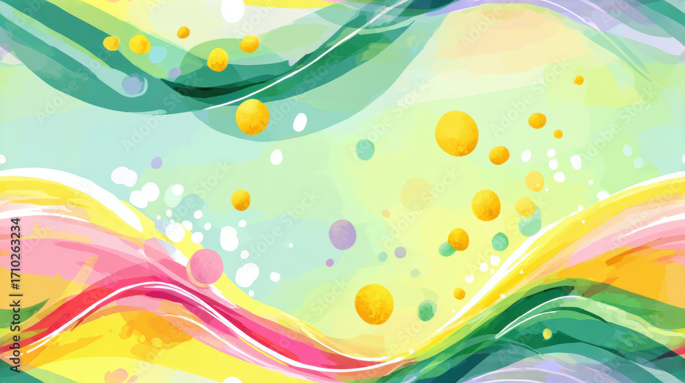 Aufkleber seamless abstract flower, vibrant abstract design featuring colorful waves and bubbles, creating a p
