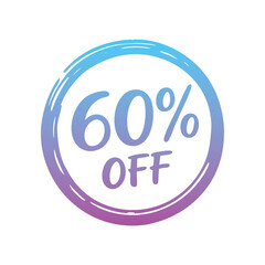 
Promotional discount label with 60% off. 60% Sale tags vector badges template.
