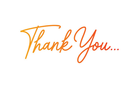 Elegant thank you lettering in gradient calligraphy. Hand written thank you script for greeting card design.