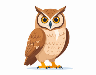 Fototapeta premium Cute Cartoon Owl Standing on a Branch.