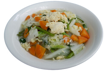 Vegetarian sukiyaki fills bowl with colors and tastes. delightful dish that evokes warm comforting feelings