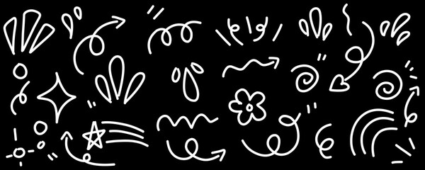 Hand drawn simple elements set. Doodle vector illustration