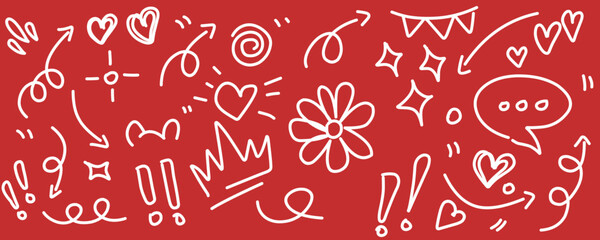 Hand drawn simple elements set. Doodle vector illustration