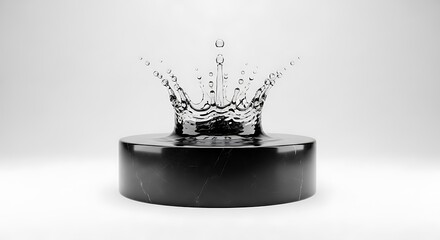 Elegant Water Crown Sculpture on Dark Base.