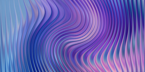 Abstract wavy purple and blue iridescent background with vertical lines
