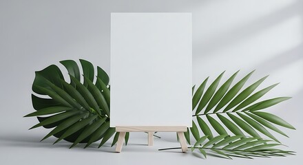 Blank Poster with Tropical Leaves.