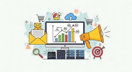 Digital marketing strategy and analytics with business growth elements