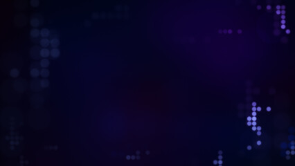 Blue dots on a blurred dark blue and purple background. Abstract background for poster, banner, website or template in 4k resolution with copy space.
