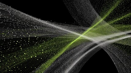 Dynamic abstract green and white line pattern with motion effect