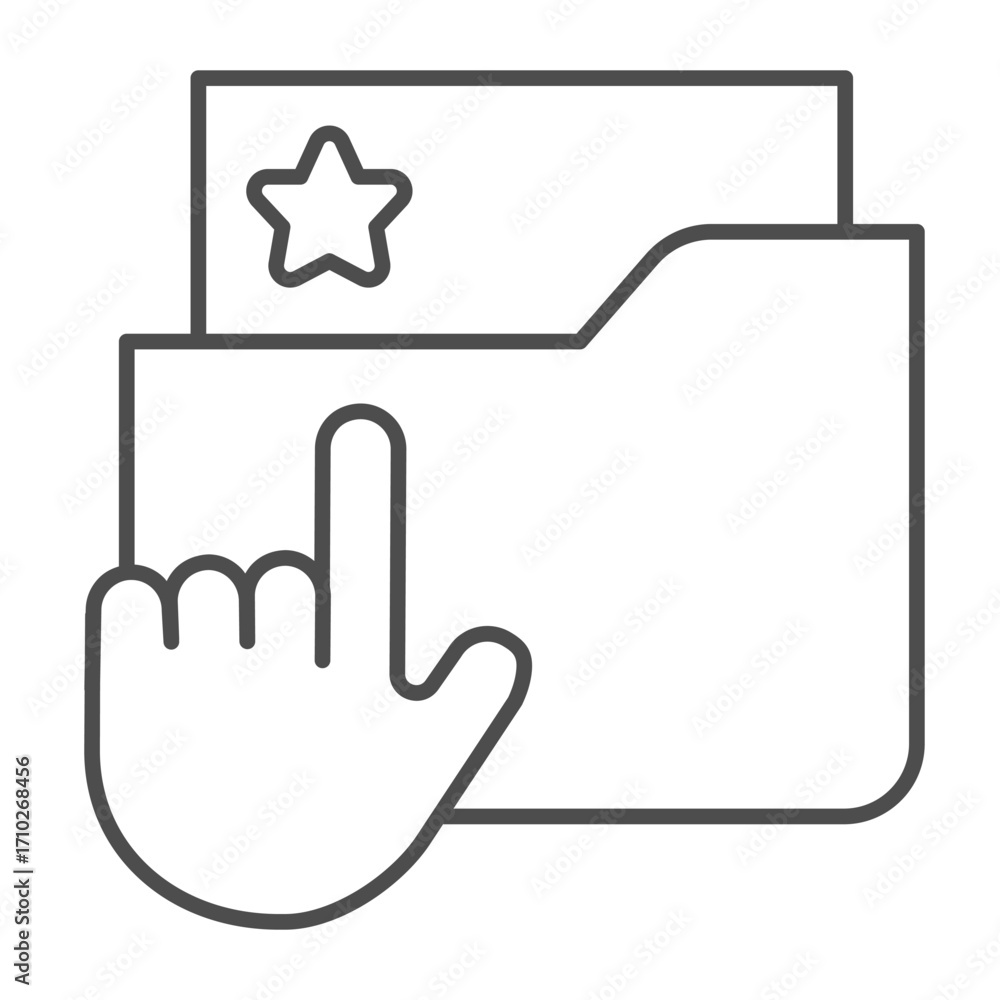 Poster folder with case profile thin line icon, info tech concept. vector graphics. data folder with docume