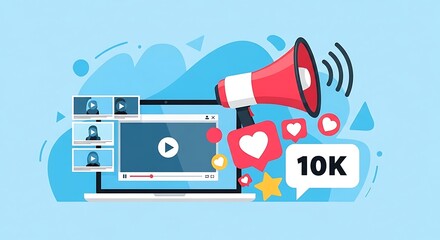 Social media marketing and online video promotion concept