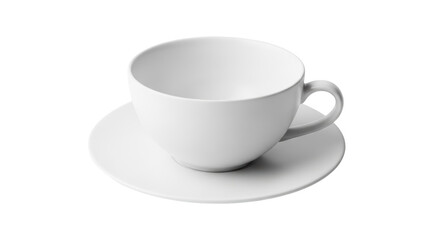 Isolated teacup and saucer ready for tea or coffee, porcelain mug for hot drinks, dishware