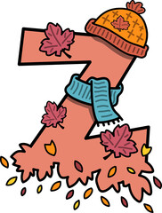 Autumn Fall Design Uppercase Alphabet Z