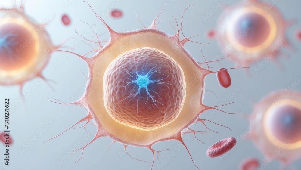 Poster close-up of a microscopic image of a cell, a captivating illustration of biological structures. the 