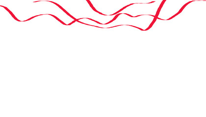 A pair of simple red flowing ribbons for Christmas holiday decorations & festive Indian wedding invitations. This elegant streamer element is isolated on a transparent background for easy use.