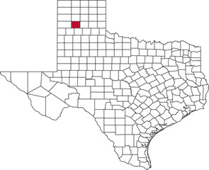 A vector map of Texas highlighting Randall County. Ideal for geographical studies, regional reports, and data visualization projects.
