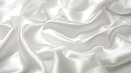 Obraz premium A close-up, abstract view of flowing white satin fabric, showcasing its smooth texture and elegant folds.