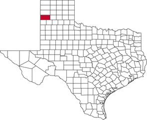 A vector map of Texas highlighting Deaf Smith County. Ideal for geographical studies, regional reports, and data visualization projects.

