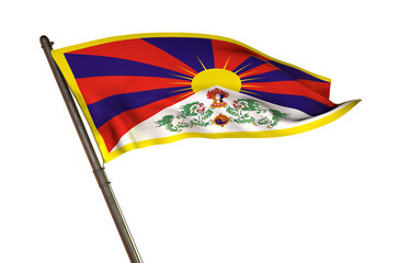 Tibet Flag - The Tibetan flag symbolizes the Tibetan people's desire for peace and freedom. (3D Render)