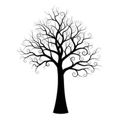 Obraz premium Detailed outline sketch of a lush deciduous tree with a textured trunk isolated on transparent background