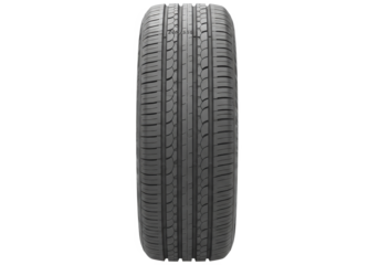 Close-up view of a new tire showcasing intricate tread patterns against a plain background