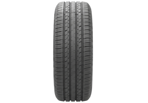 Close-up view of a new tire showcasing intricate tread patterns against a plain background