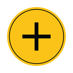 Yellow Circle with Black Plus Sign for Positive Symbolism Design