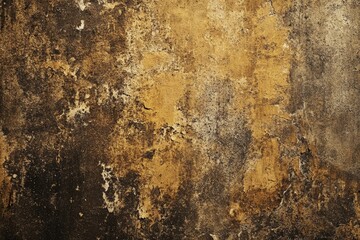 Rustic textured grunge wall with distressed yellow and brown patterns