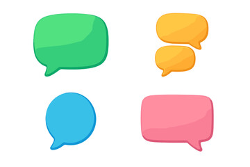 3d speech bubble vector set for chat and messaging apps. Colorful communication icons. Talk balloon symbol collection. Dialogue thought cloud shapes. Modern minimal design.