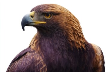 Naklejka premium Golden Eagle Head Profile With Purple Plumage Detail