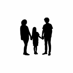 Family silhouette supporting child with rare condition isolated on white background
