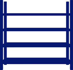 classic blue threetier shelving unit simple storage graphic, isolated on transparent background