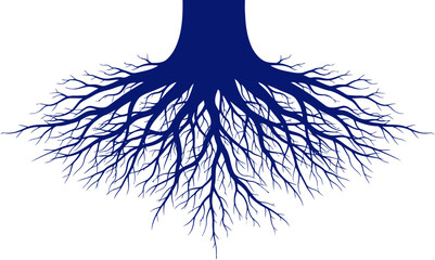 Obraz premium deep blue roots a majestic graphic of natures foundation, isolated on transparent background